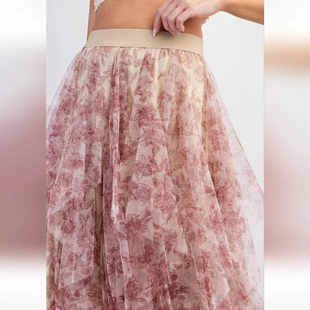 New Easel Floral Mesh Ballerina Skirt - Picture 4 of 6